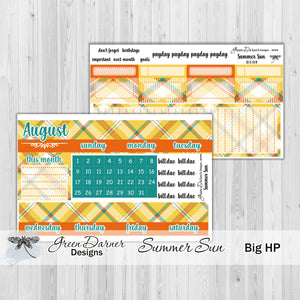 Big Happy Planner Monthly - Summer sun - plaid customizable monthly