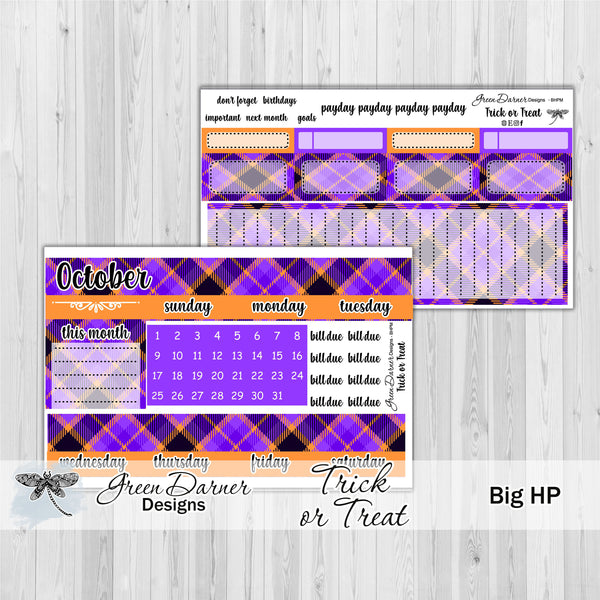 Load image into Gallery viewer, Big Happy Planner Monthly - Trick or Treat - plaid customizable monthly
