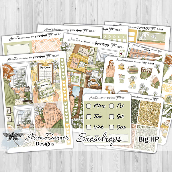 Load image into Gallery viewer, Snowdrops - Big Happy Planner weekly sticker kit
