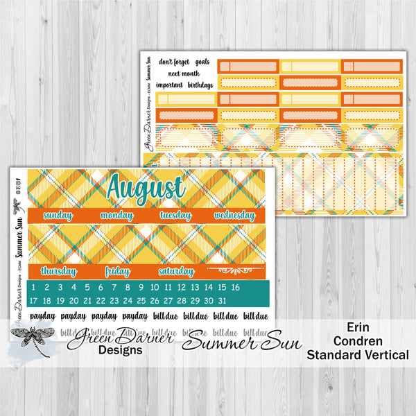 Load image into Gallery viewer, Erin Condren Planner Monthly - Summer Sun - plaid customizable monthly
