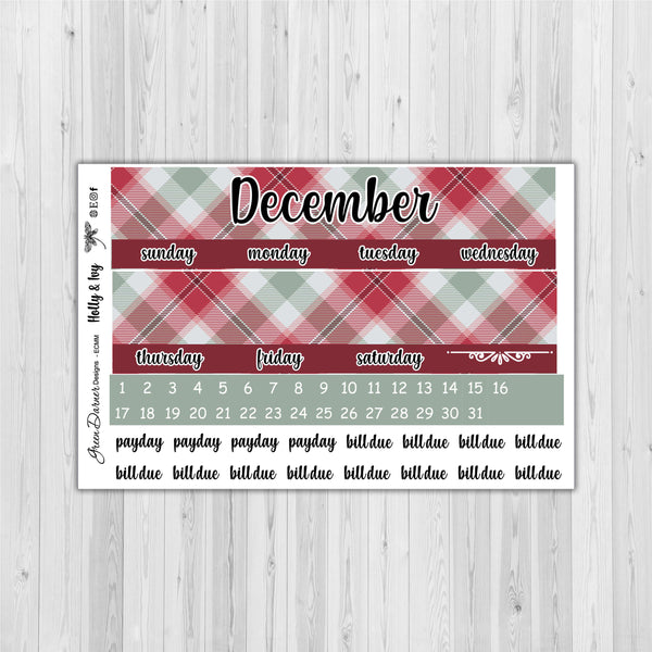 Load image into Gallery viewer, Erin Condren Planner Monthly - Holly &amp; Ivy - plaid customizable monthly
