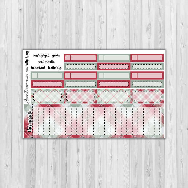 Load image into Gallery viewer, Erin Condren Planner Monthly - Holly &amp; Ivy - plaid customizable monthly
