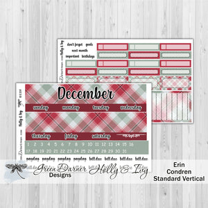 Erin Condren Planner Monthly - Holly & Ivy - plaid customizable monthly