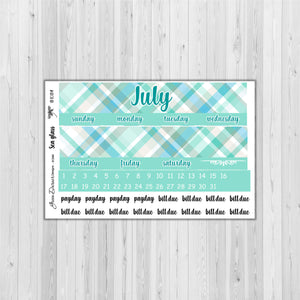Erin Condern Planner Monthly - Sea Glass plaid - customizable monthly