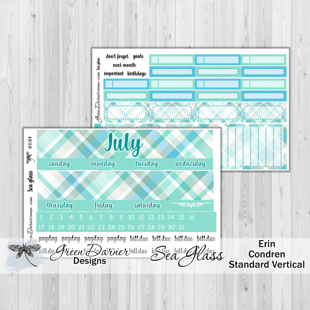 Erin Condern Planner Monthly - Sea Glass plaid - customizable monthly