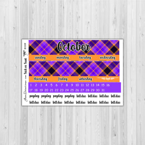 Erin Condren Planner Monthly - Trick or Treat - plaid customizable monthly