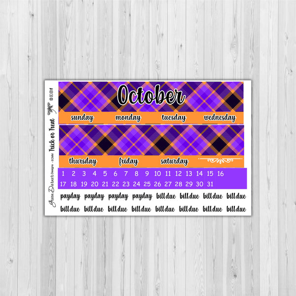 Load image into Gallery viewer, Erin Condren Planner Monthly - Trick or Treat - plaid customizable monthly
