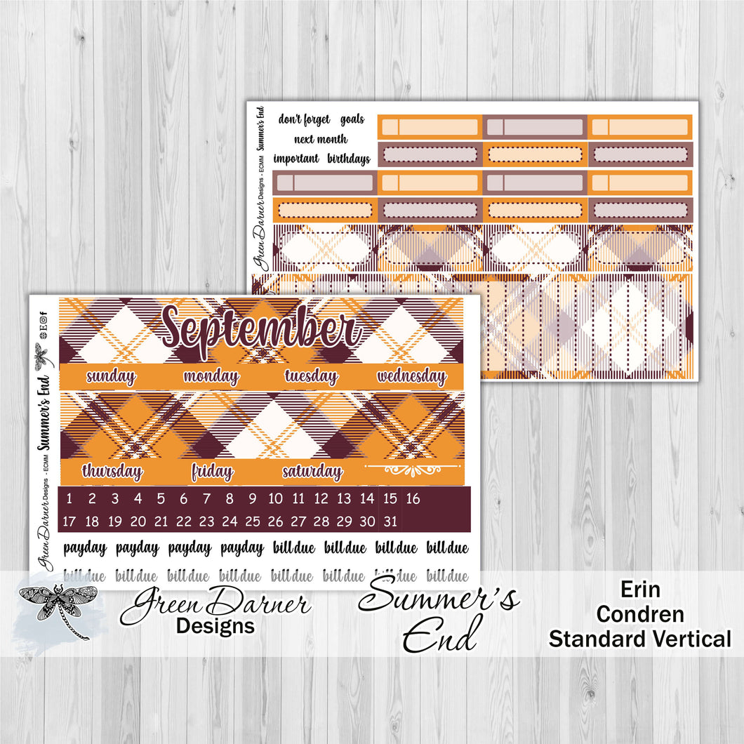 Erin Condren Planner Monthly - Summer's End - plaid customizable monthly