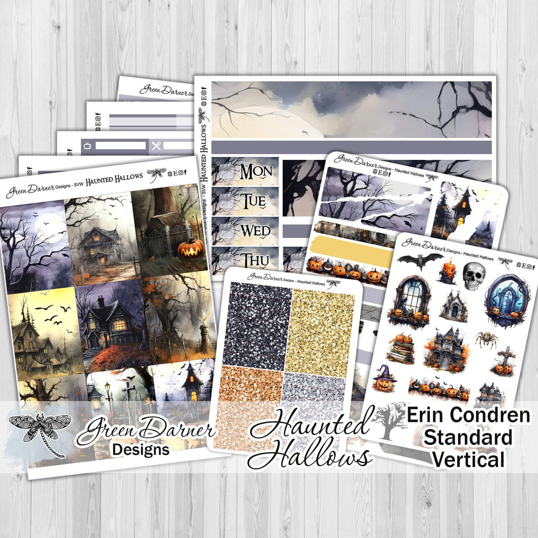 Haunted Hallows - standard vertical/Erin Condren weekly planner sticker kit