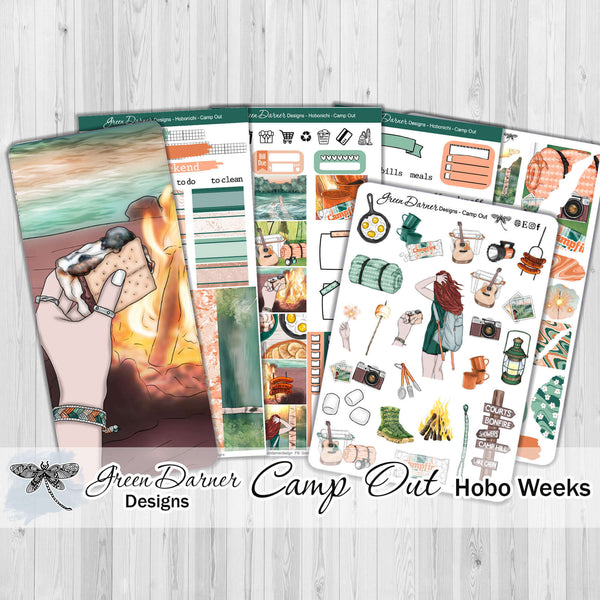 Load image into Gallery viewer, Camp Out - Hobonichi Weeks sticker kit
