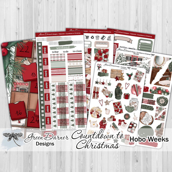 Load image into Gallery viewer, Countdown to Christmas - Hobonichi Weeks weekly sticker kit
