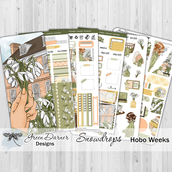 Load image into Gallery viewer, Snowdrops - Hobonichi Weeks sticker kit
