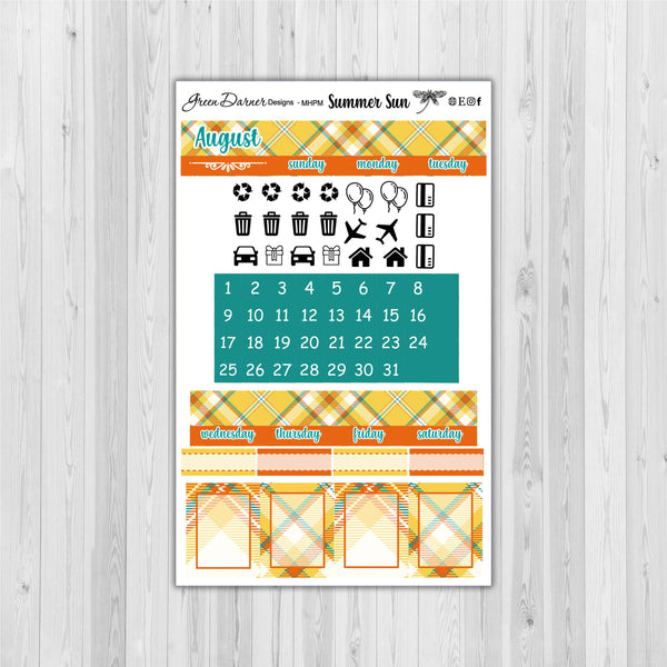 Load image into Gallery viewer, Mini Happy Planner Monthly - Summer Sun - plaid customizable monthly
