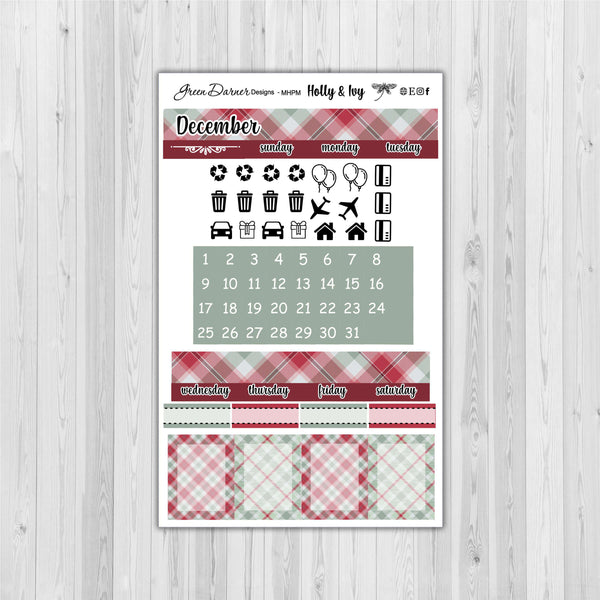 Load image into Gallery viewer, Mini Happy Planner Monthly - Holly &amp; Ivy - plaid customizable monthly

