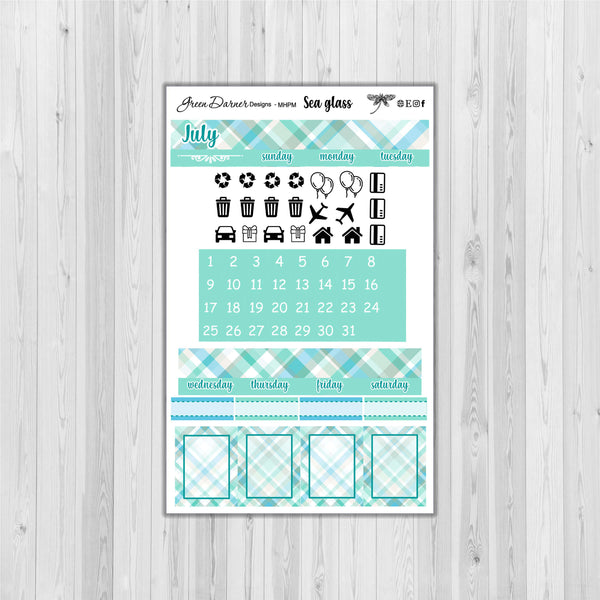 Load image into Gallery viewer, Mini Happy Planner Monthly - Sea Glass plaid -  customizable monthly
