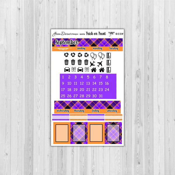 Load image into Gallery viewer, Mini Happy Planner Monthly - Trick or Treat - plaid customizable monthly

