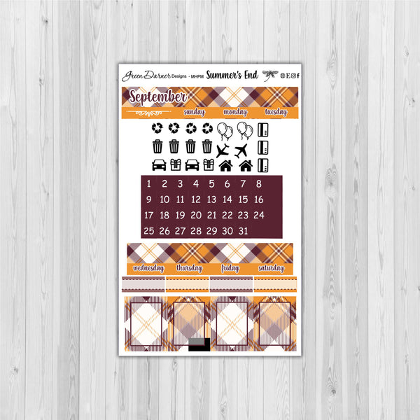 Load image into Gallery viewer, Mini Happy Planner Monthly - Summer&#39;s End - plaid customizable monthly
