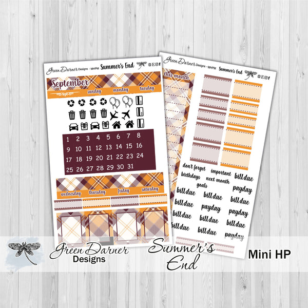 Load image into Gallery viewer, Mini Happy Planner Monthly - Summer&#39;s End - plaid customizable monthly
