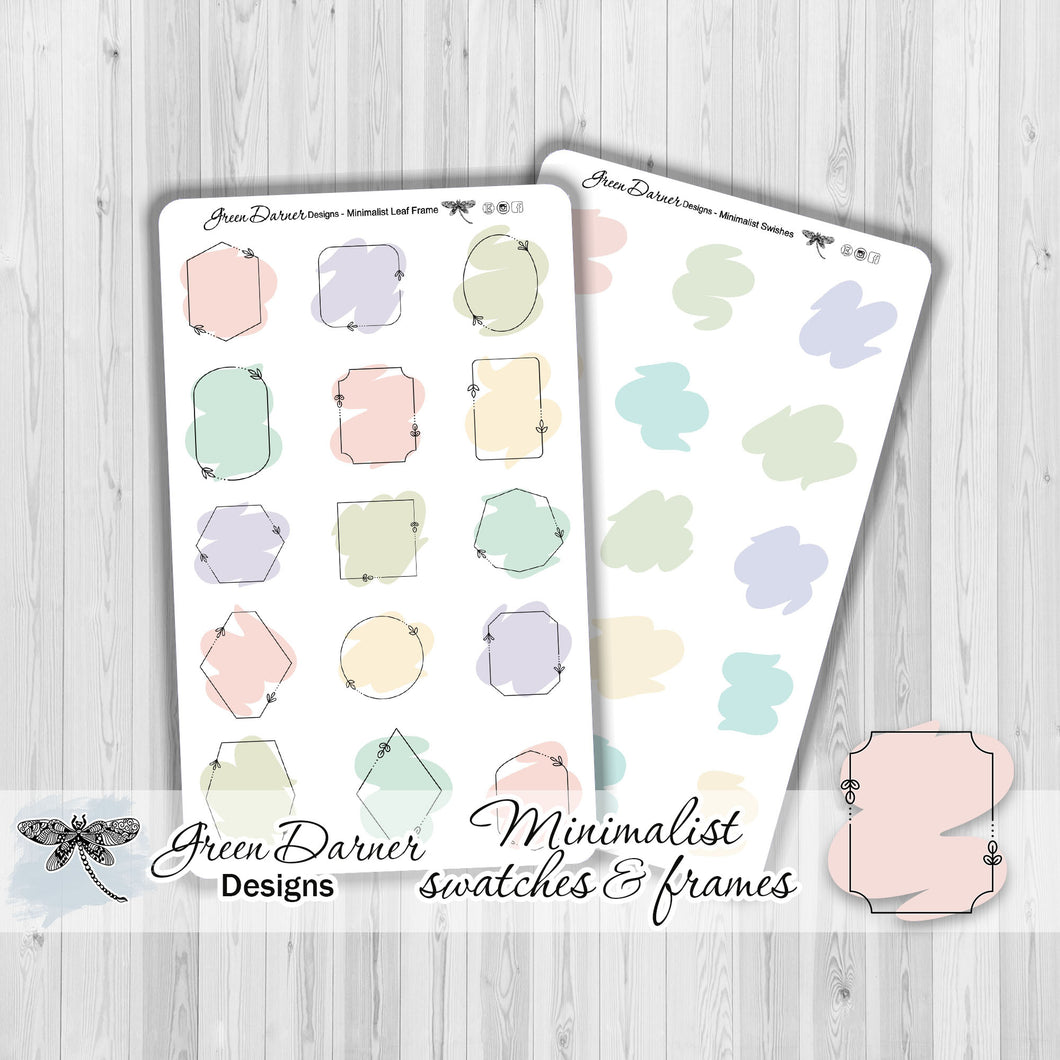 Swatches & Leaves - Minimalist planner stickers, journaling