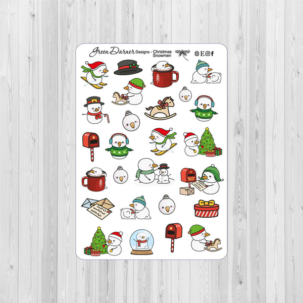 Load image into Gallery viewer, Christmas Snowmen - Kawaii character sticker
