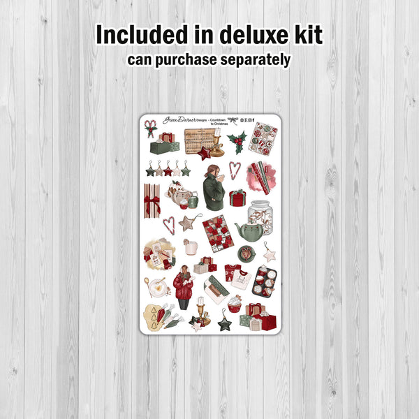 Load image into Gallery viewer, Countdown to Christmas - standard vertical/Erin Condren weekly planner sticker kit
