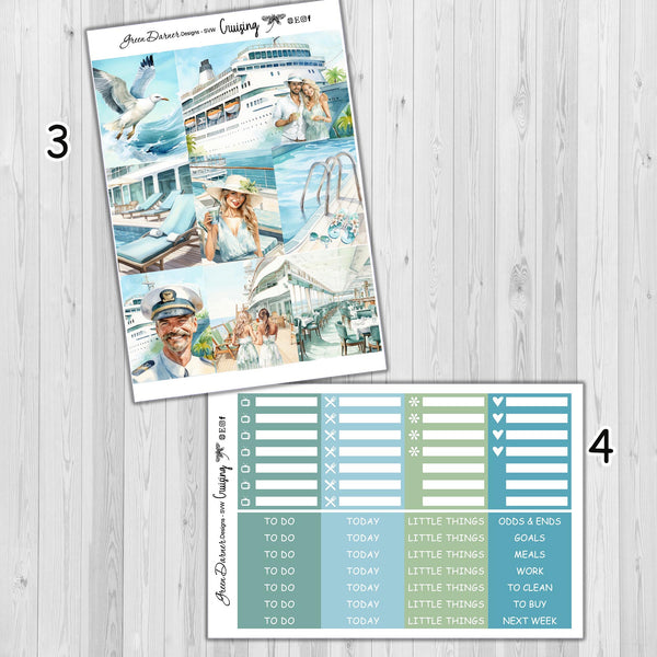 Load image into Gallery viewer, Cruising - standard vertical/Erin Condren weekly planner sticker kit
