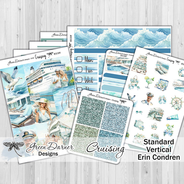 Load image into Gallery viewer, Cruising - standard vertical/Erin Condren weekly planner sticker kit
