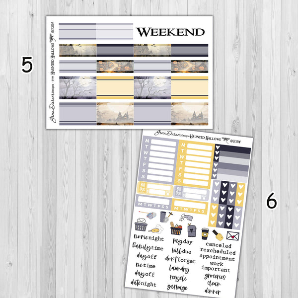 Load image into Gallery viewer, Haunted Hallows - standard vertical/Erin Condren weekly planner sticker kit
