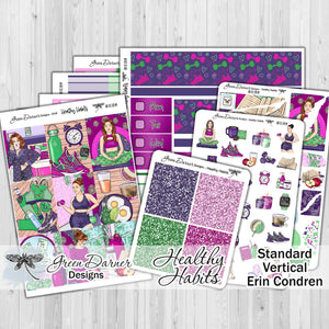 Healthy Habits - standard vertical/Erin Condren weekly planner sticker kit