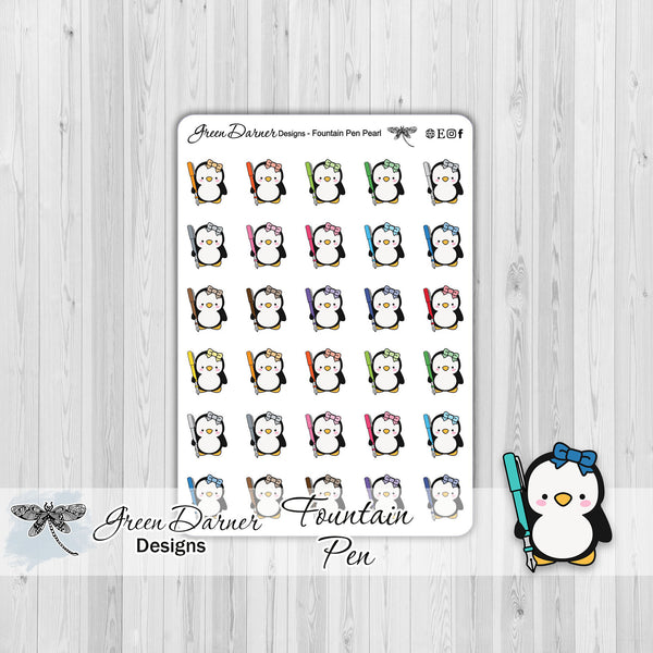 Load image into Gallery viewer, Fountain Pen Pearl - Kawaii character sticker
