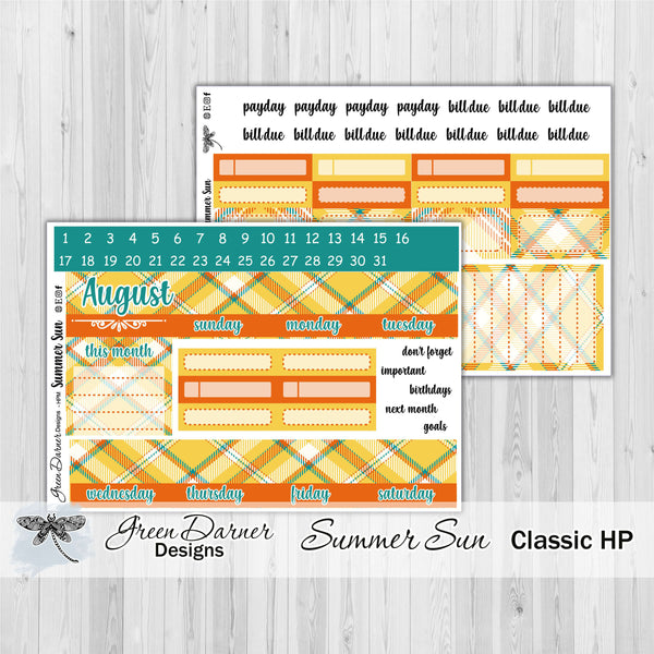 Load image into Gallery viewer, Happy Planner Monthly - Summer Sun - plaid customizable monthly
