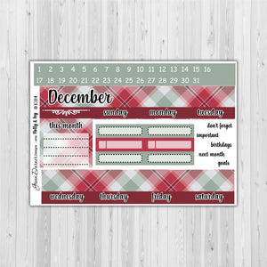 Happy Planner Monthly - Holly & Ivy - plaid customizable monthly