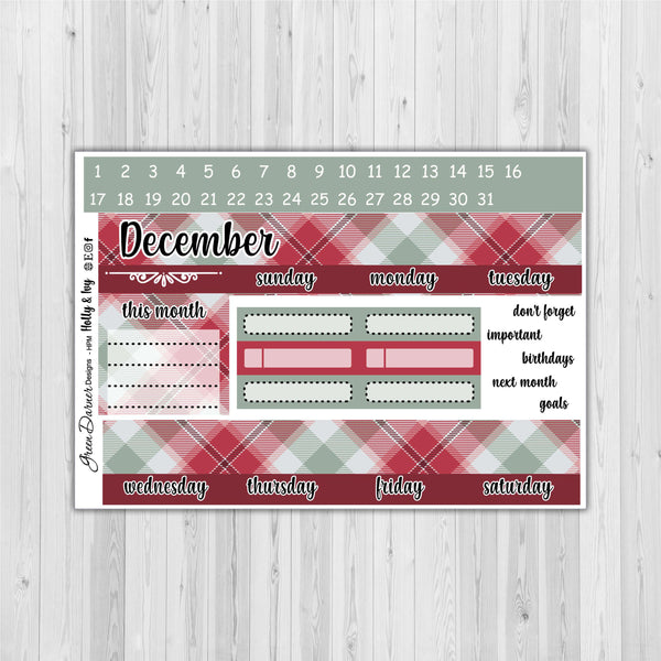 Load image into Gallery viewer, Happy Planner Monthly - Holly &amp; Ivy - plaid customizable monthly
