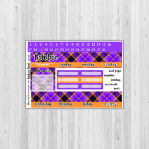 Happy Planner Monthly - Trick or Treat - plaid customizable monthly