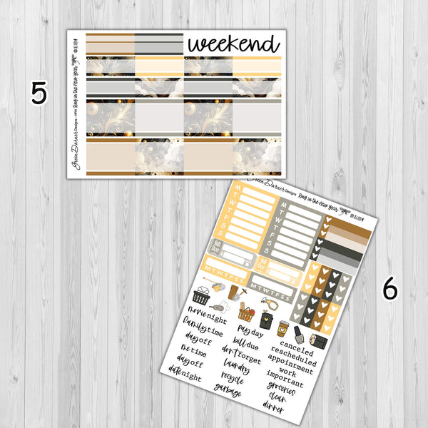 Load image into Gallery viewer, Ring in the New Year - Happy Planner weekly sticker kit
