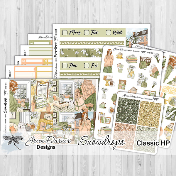 Load image into Gallery viewer, Snowdrops - Happy Planner weekly sticker kit
