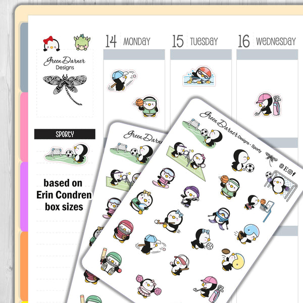 Load image into Gallery viewer, Pearl the Penguin - Sporty - Kawaii character sticker
