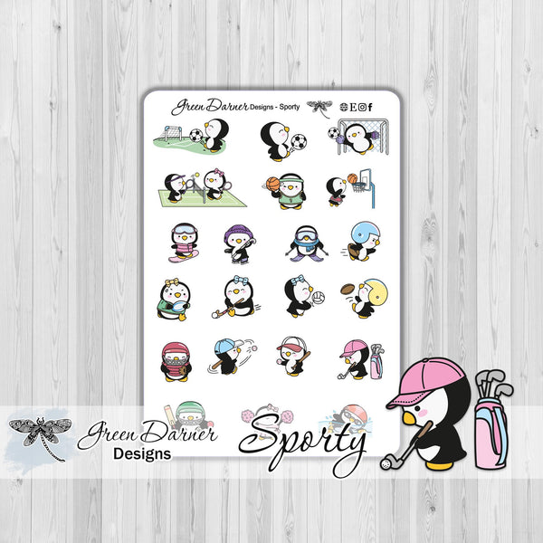 Load image into Gallery viewer, Pearl the Penguin - Sporty - Kawaii character sticker
