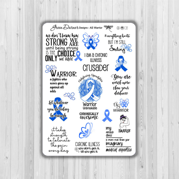 Load image into Gallery viewer, Ankylosing Spondylitis  Warrior - Quote stickers
