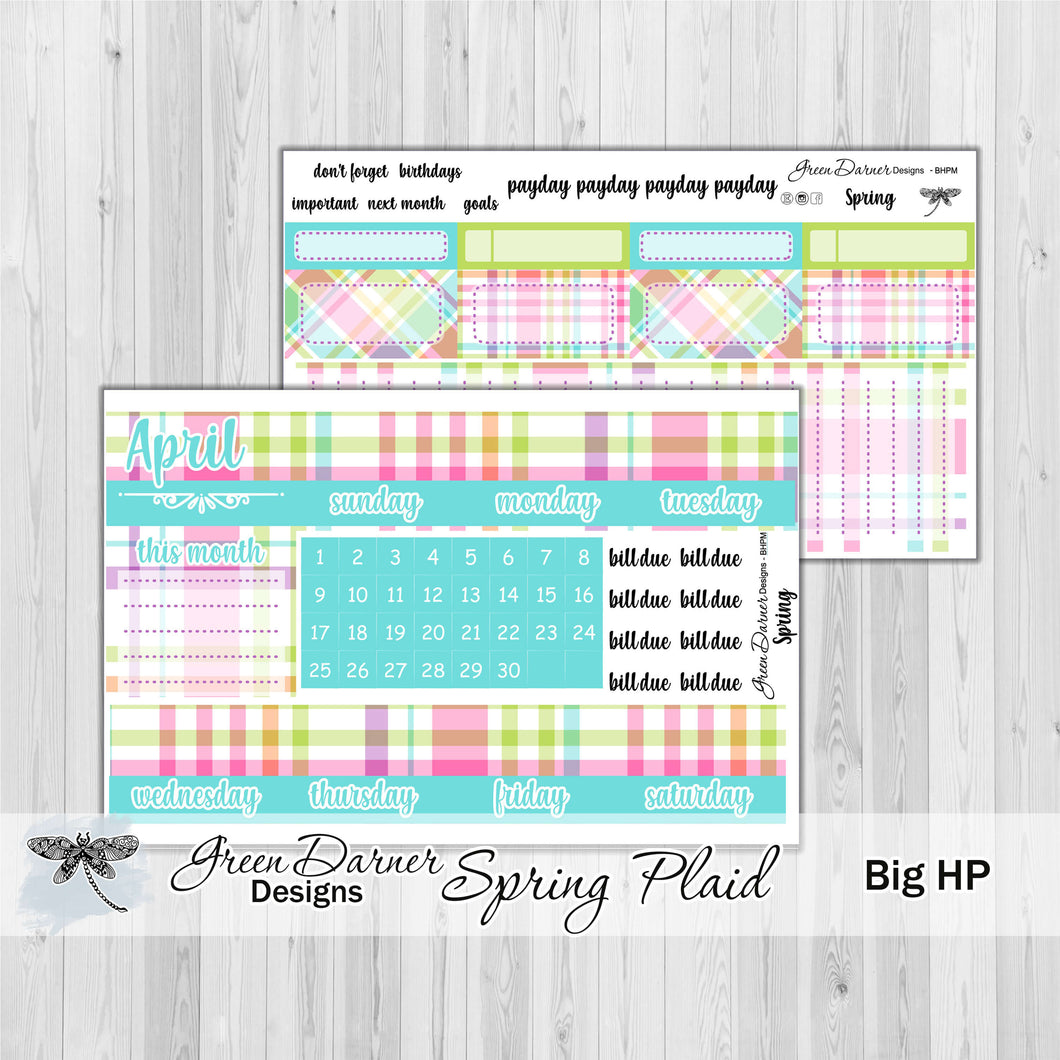 Big Happy Planner Monthly - Spring plaid - customizable monthly