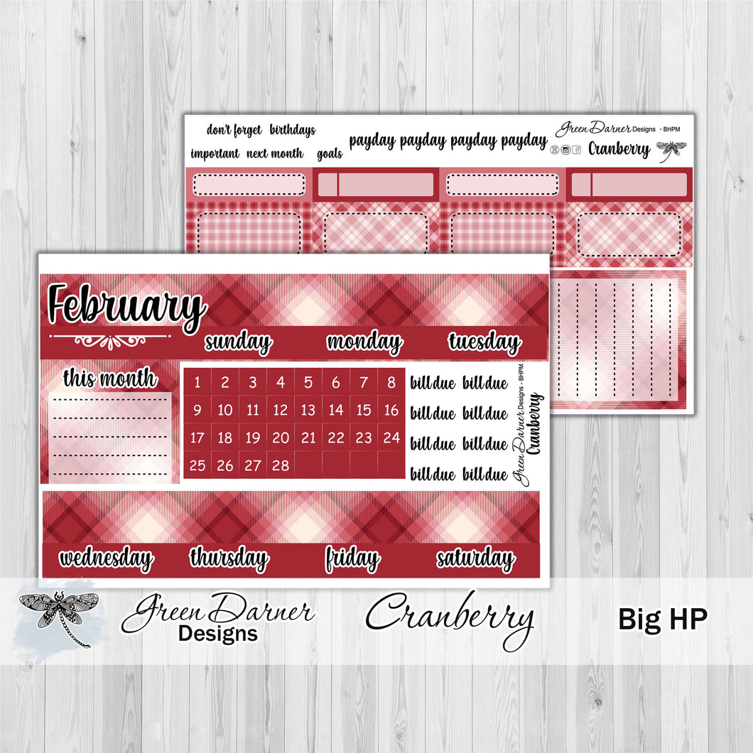 Big Happy Planner Monthly - Cranberry plaid - customizable monthly