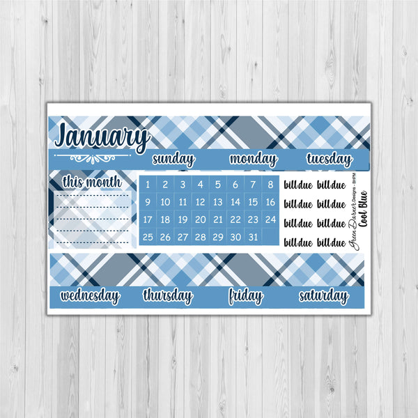 Load image into Gallery viewer, Big Happy Planner Monthly - Cool Blue plaid - customizable monthly
