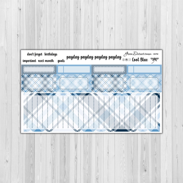 Load image into Gallery viewer, Big Happy Planner Monthly - Cool Blue plaid - customizable monthly
