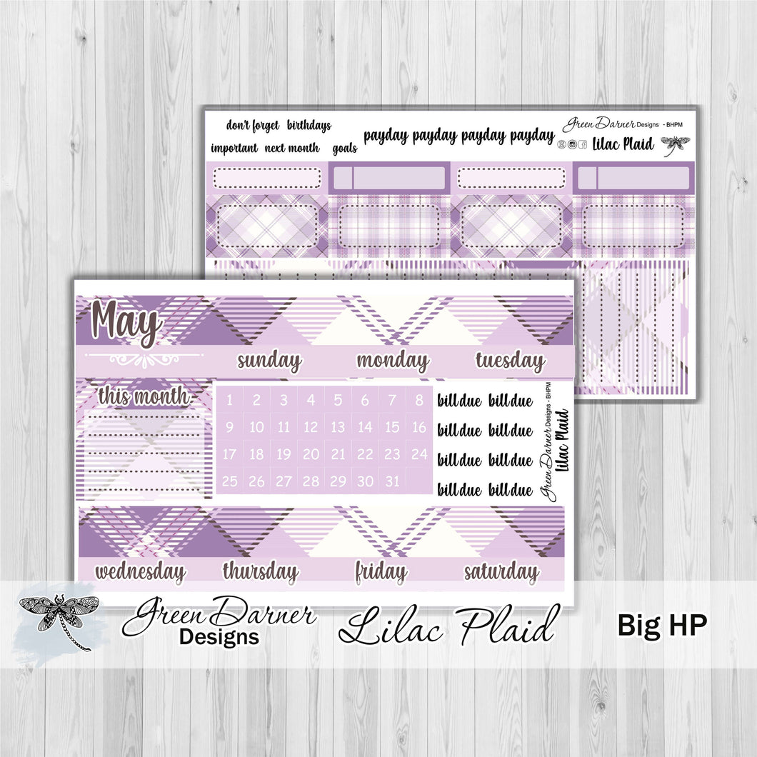 Big Happy Planner Monthly - Lilac plaid - customizable monthly