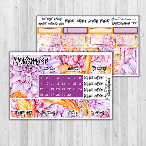 Chrysanthemum birth month floral monthly kit for the Big Happy Planner