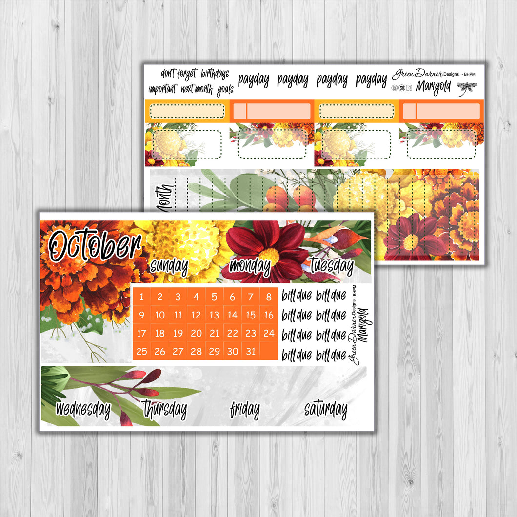 Marigold birth month floral monthly kit for the Big Happy Planner