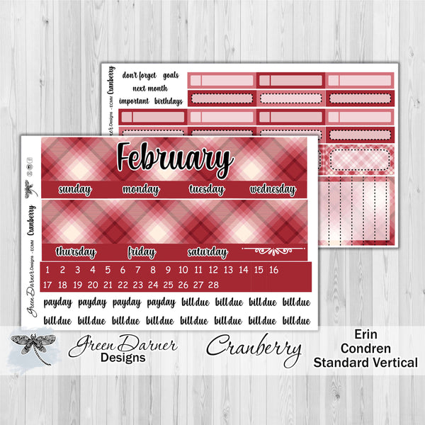 Load image into Gallery viewer, Erin Condern Planner Monthly - Cranberry plaid - customizable monthly
