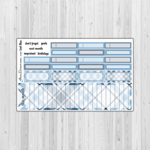 Erin Condern Planner Monthly - Cool Blue plaid - customizable monthly