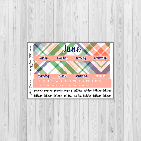 Load image into Gallery viewer, Erin Condern Planner Monthly - Peaches and Green plaid - customizable monthly
