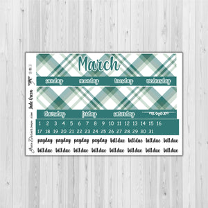 Erin Condern Planner Monthly - Jade Green plaid - customizable monthly